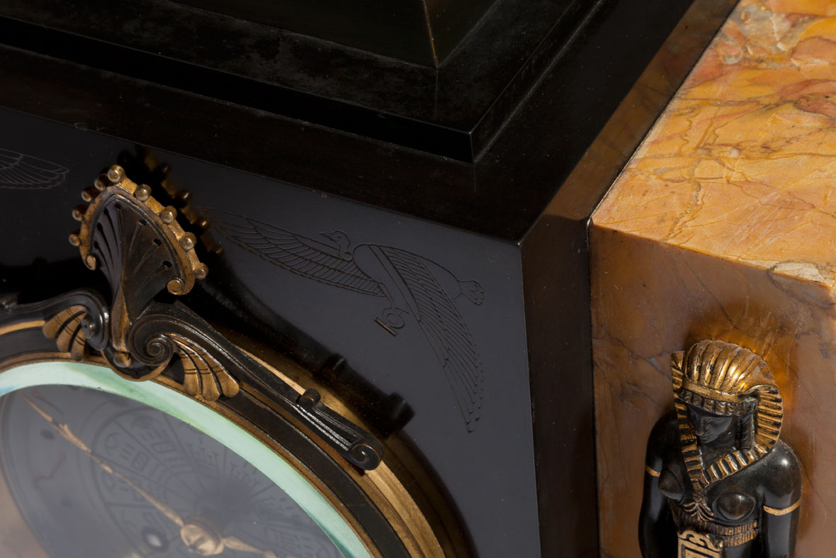 Servant Egyptian Clock Garniture